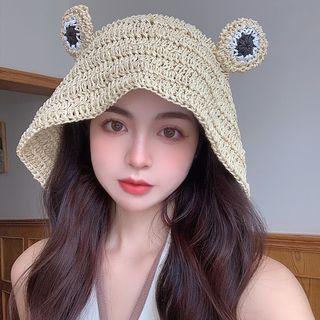 Frog Eye Straw Sun Hat Frog Eye Straw Sun Hat - Beige - One Size