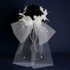 Wedding Mesh Bow Beaded Hair Clip Mesh - With Hair Clip - White - One Size