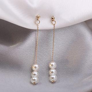 Faux Pearl Drop Earring A216 - 1 Pair - White - One Size