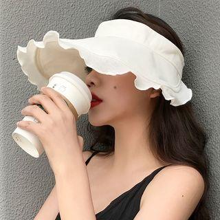 Frill Trim Wide Brim Visor Hat