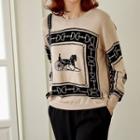 Scarf Print Knit Top
