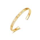 Simple Fashion Plated Gold Geometric Cubic Zirconia Open Bangle Golden - One Size