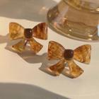 Acrylic Bow Ear Stud 1 Pair - Studded Earring - Dark Brown - One Size