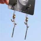 Rose Drop Earring/ Brooch One Piece - Rose - One Size