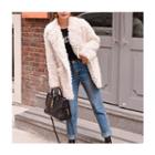 Hidden-button Furry Jacket