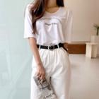 Letter Relaxed-fit Silky T-shirt