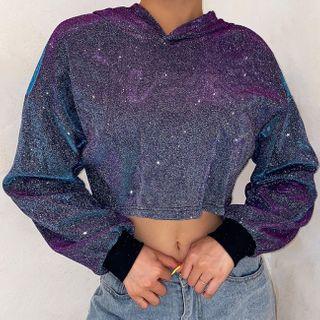 Glitter Cropped Hoodie