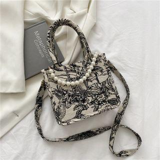 Faux Leather Print Bag Black & White - One Size