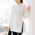 Long-sleeve Tie-waist T-shirt