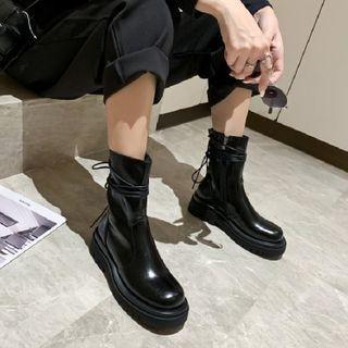 Plain Strappy Platform Short Boots