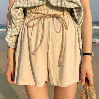 High-waist Wide-leg Shorts Almond - One Size