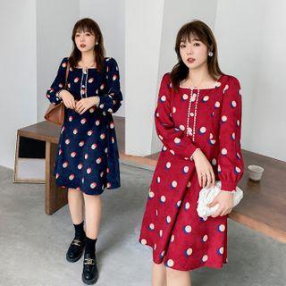 Dotted Corduroy Midi A-line Dress