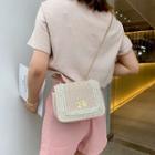 Faux Pearl Woven Crossbody Bag