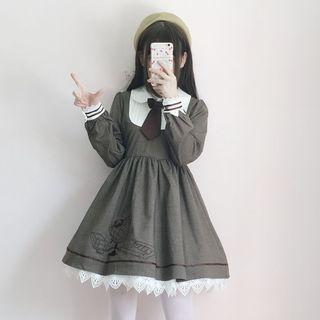 Long-sleeve A-line Dress / Cape Jacket