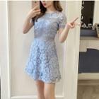 Short-sleeve Lace Mini A-line Dress