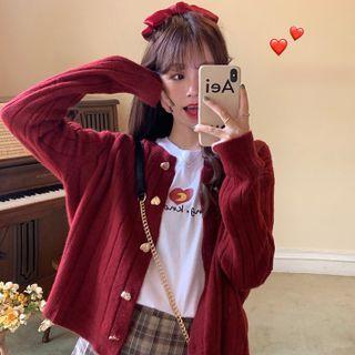 Heart Shape Button Long Cardigan