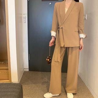 Button Blazer / Camisole / Wide Leg Dress Pants