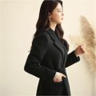 Tall Size Wool Blend Coat With Sash