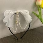 Faux Pearl Bow Accent Headband As Shown In Figure - One Size