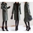Hooded Fleece-lined Faux Leather Coat