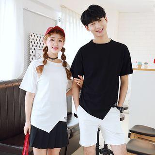 Couple Matching Short-sleeve Hanky Hem Top