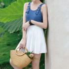 Set: Buckled-strap Swimsuit + Skirt