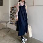 Long-sleeve Printed Shirt / Midi A-line Jumper Dress