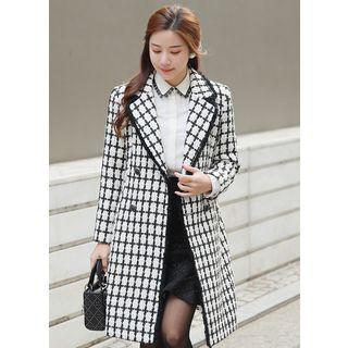 Fringe-trim Checked Coat