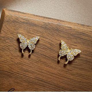 Rhinestone Alloy Butterfly Cuff Earring