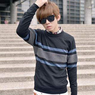 Striped-trim Knit Sweater