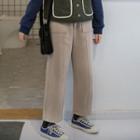 Plain Fleece-lined Wide Leg Pants