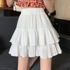 High-waist Ruffle Trim Mini A-line Skirt