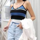 Spaghetti-strap Stripe Rib-knit Top