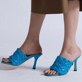 Woven Flare-heel Sandals