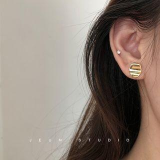 925 Sterling Silver Disc Earring 1 Pair - 925 Silver - Earrings - Irregular - Geometry - One Size