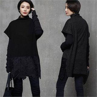 Lace Panel Wool Blend Tunic