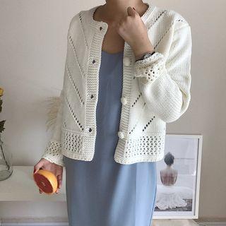 Round Neck Button Knit Cardigan
