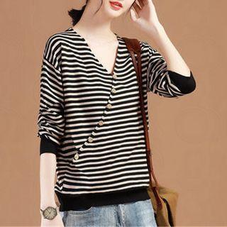 Striped Knit Top Stripes - Black - One Size