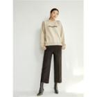 Drop-shoulder Letter Print Sweater Cream - One Size
