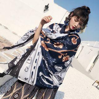 Print Shawl Chinese Painting Style - 180cm X 100cm