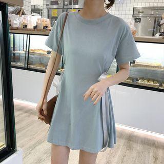 Short-sleeve Side-tie Mini Dress