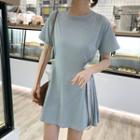 Short-sleeve Side-tie Mini Dress
