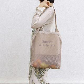 Am-lettering Mesh Shopper Bag