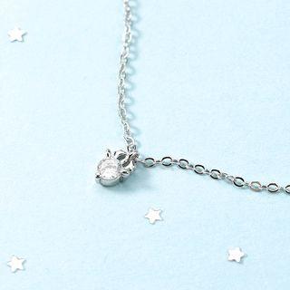 Alloy Rhinestone Deer Horn Pendant Necklace