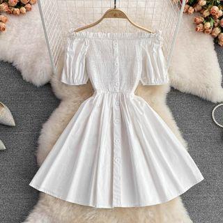 Off Shoulder Smocked A-line Dress