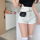 High-waist Plain Split Skinny Shorts