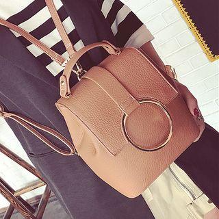 Metal Ring Faux-leather Backpack