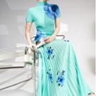 Flower Print Accordion Pleat Maxi A-line Skirt (various Designs)