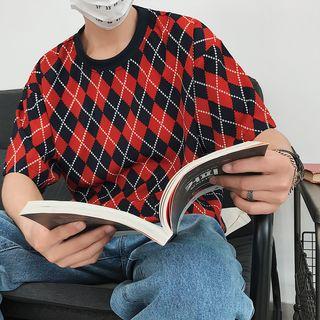 Argyle Patterned Short Sleeve T-shirt
