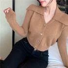 Long-sleeve Button-up Sweater Coffee - One Size